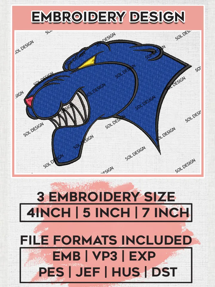 Georgia State Panthers NCAA Team Head Mascot Logo Embroidery Design Files, NCAA Georgia Southern Eagles Machine Embroidery, NCAA Teams, 3 sizes, NCAA Machine embroidery designs, Digital Download