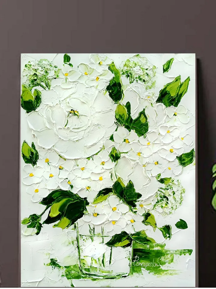 Hydrangea Painting Peony Original Art Impasto Oil Painting Floral oil painting Bouquet in Vase Painting Original Painting 16x12 inch