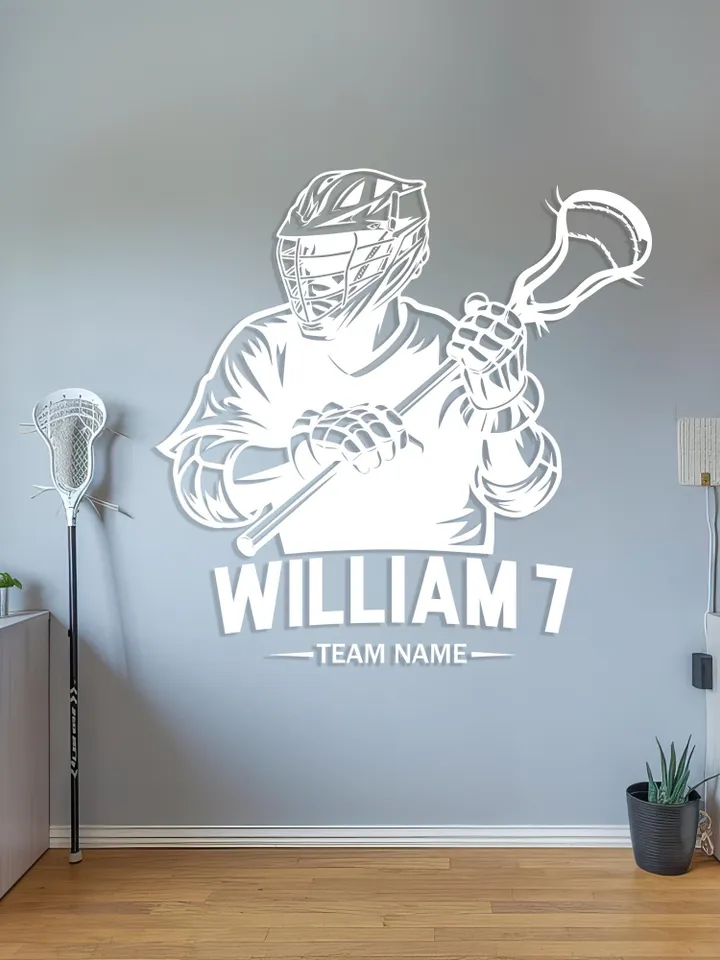 Personalized Lacrosse Wall Decal Custom Name Sticker Sport Decoration Gift l1