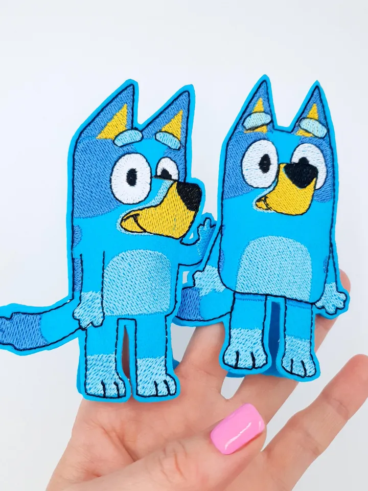 ITH Blue Heeler Dog Family Finger Puppet Embroidery Design Set, Aussie Cartoon Toy Pattern, 4x4 5x7 Hoop File