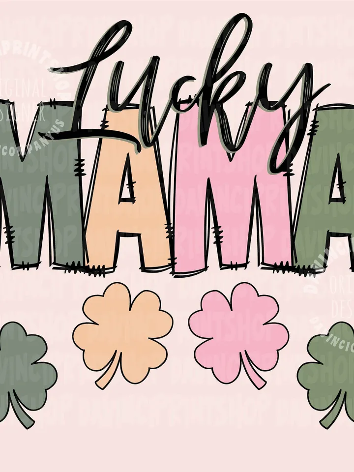 Lucky Mama St. Patrick’s PNG Sublimation Design, Mama St. Patrick's Day Png, Shamrock Png, Retro Mama Png, Clover Png, Sublimation Design