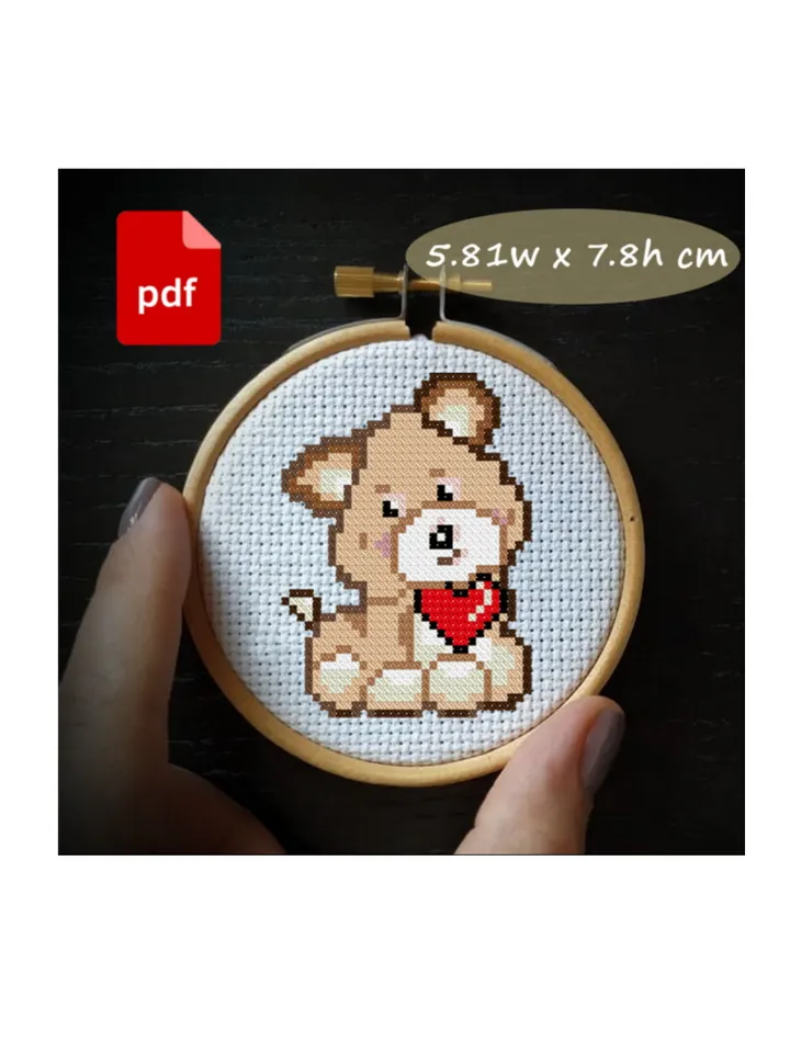 Puppy dog cross stitch pattern easy small embroidery for kids