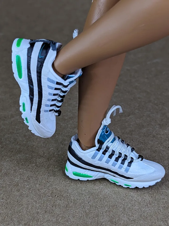 Premium white & blue sneakers for 12 inch male dolls