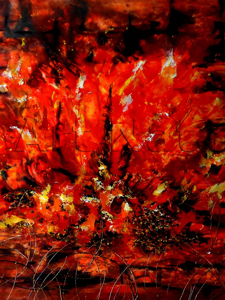 Abstract original painting, Painting fire, Abstract acrylic painting