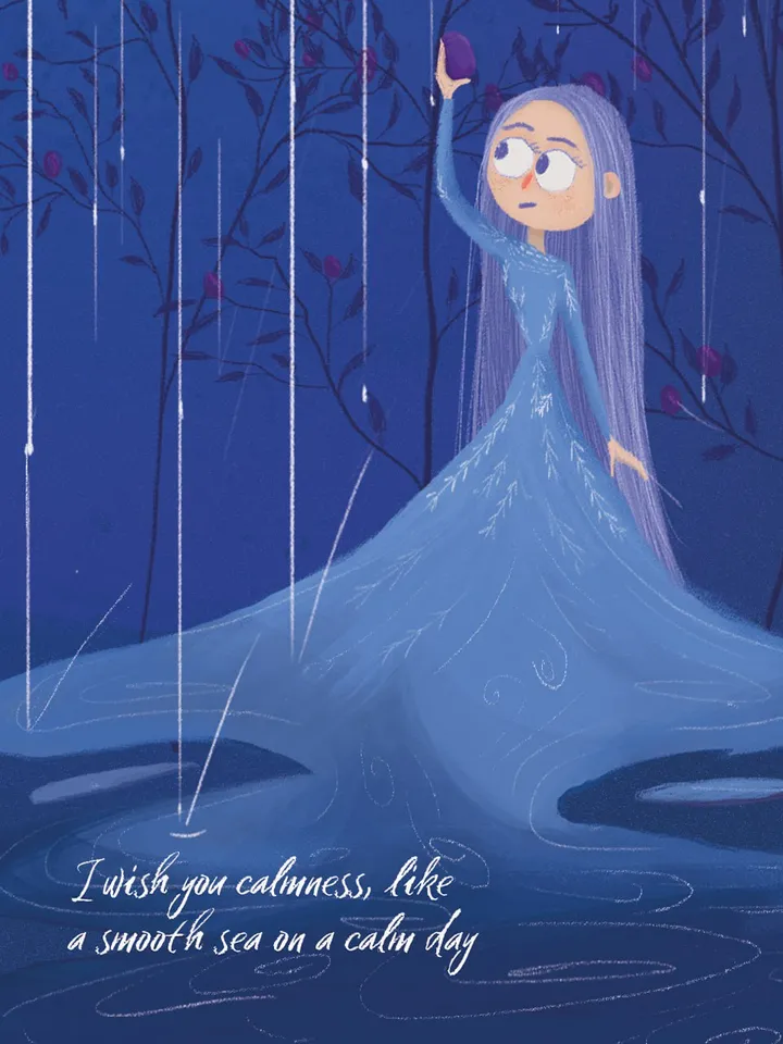 Digital card with wishes, Illustrated postcards, Digital art, wish mental health, digital postcards forest fairy blueberry