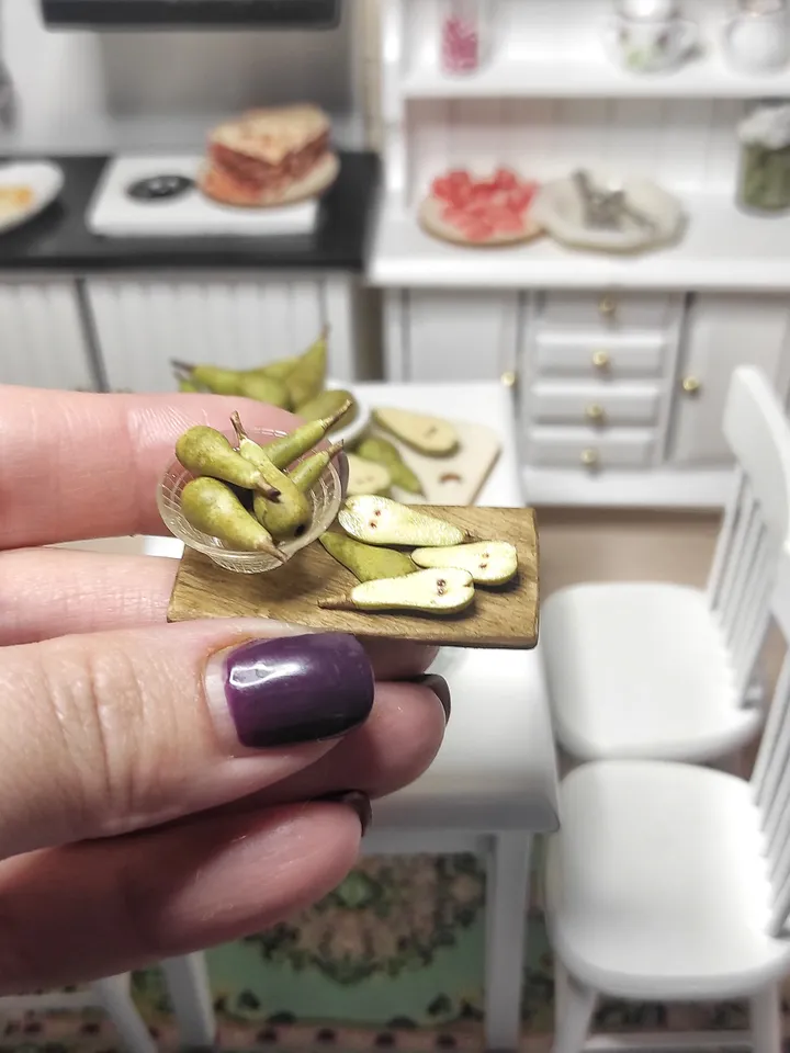 Small food, micro fruit, mini food, pear for dollhouse, fruit for dolls, tiny miniature, dollhouse miniature - fruit