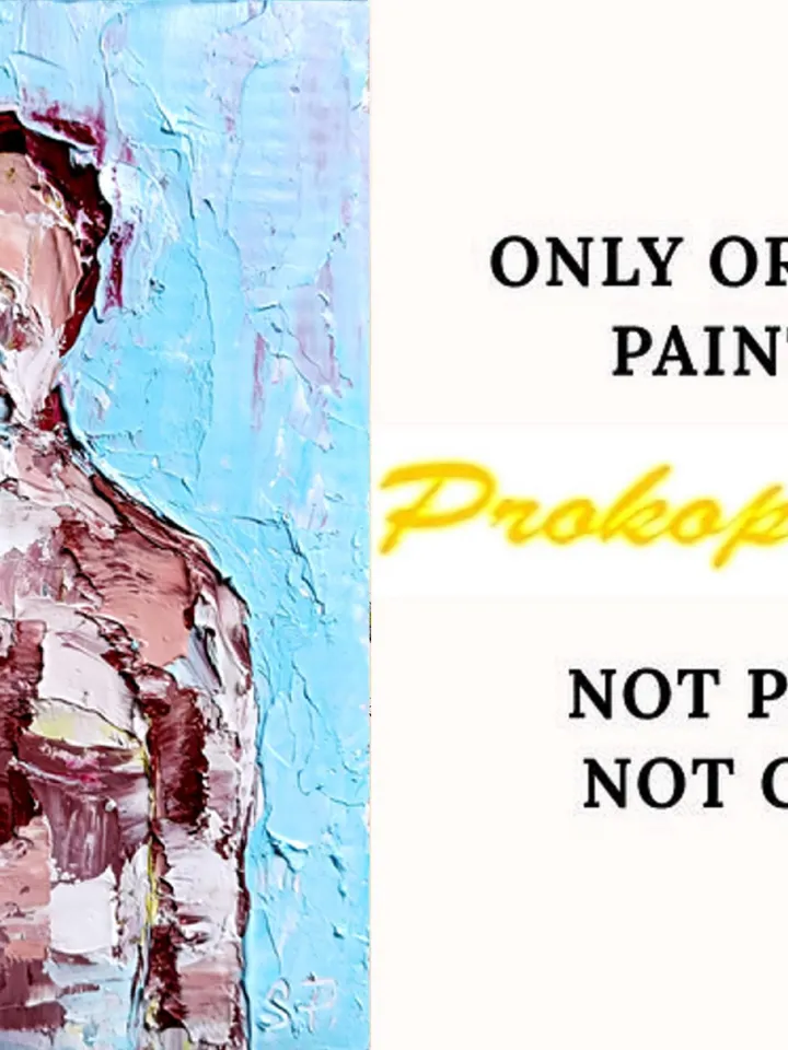 Abstract Portrait Of A Man Standing Person Portrait Gay Body Painting Small Male Art Unique Original Oil Painting Modern Surrealism Art 7x5