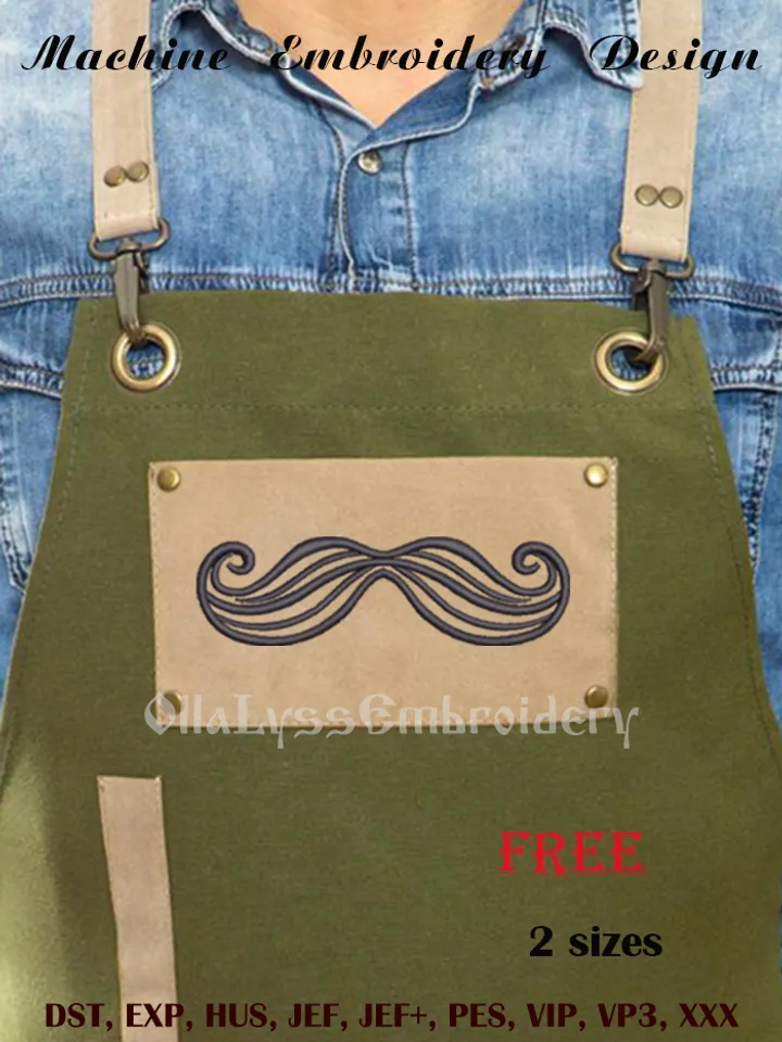 Mustache free embroidery design