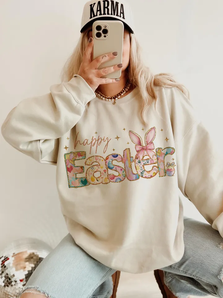 Happy Easter retro easter doodle png Easter Christian Png Easter bible verse png Risen doodle png retro easter glitter easter sublimation