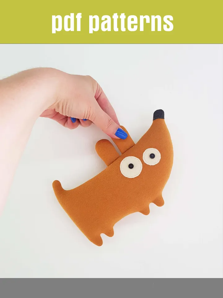 Yellow Dog Sewing pattern PDF, digital tutorial in english, stuffed animal diy