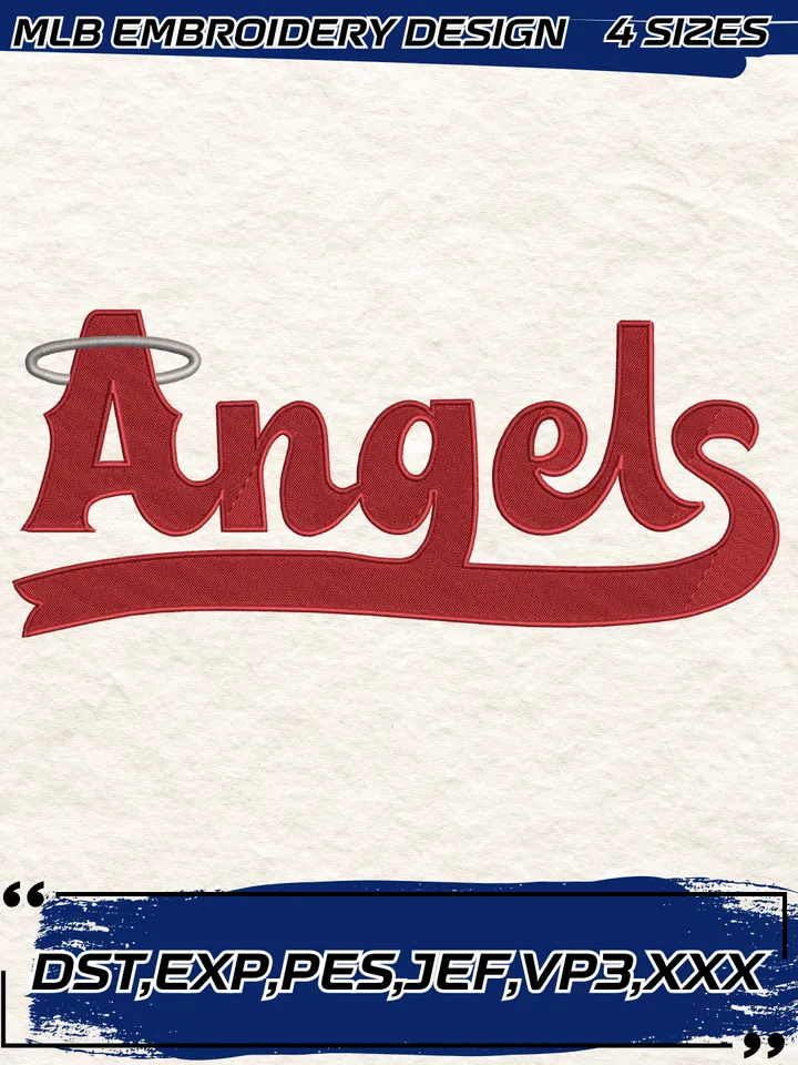Los Angeles Angels Jersey Logo Embroidery Design,MLB Embroidery Design,Machine Embroidery Design File,4 Sizes, Digital Download