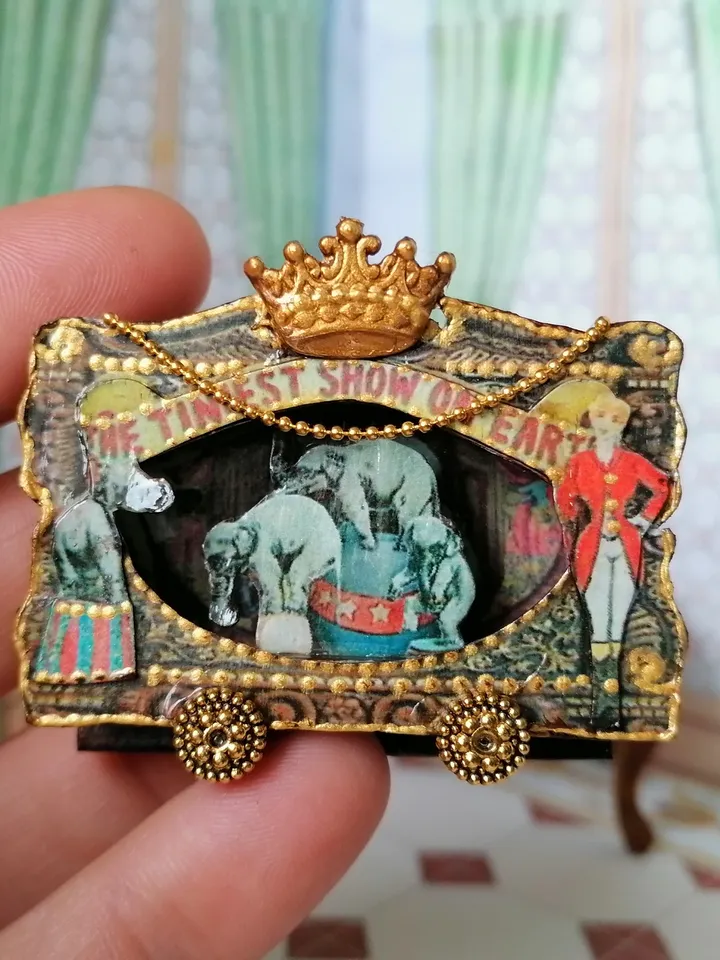 Circus. Puppet Circus, 1:12. Puppet Circus Theater. Handmade. Circus with an Elephant.