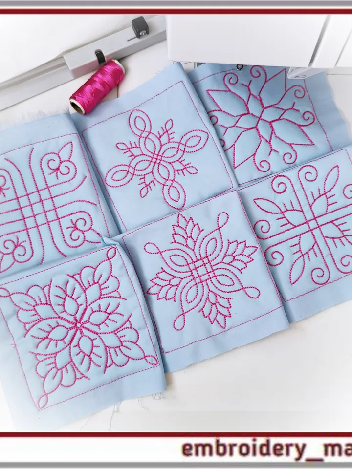 Quilt Block 41 Quilting with floral plant patterns Machine Embroidery Designs