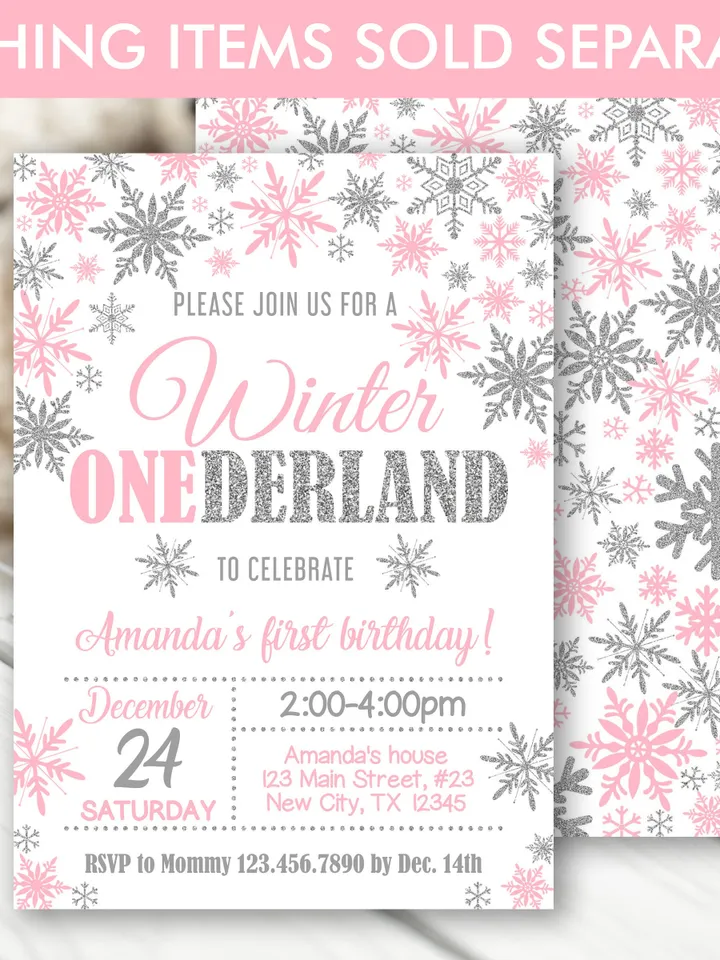 Winter Onederland 1st Birthday Sign, Winter Onederland Birthday Girl Decorations, Milestone Birthday Poster, Editable Template Digital File
