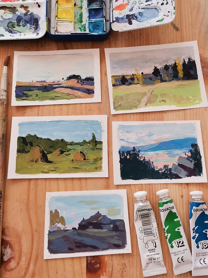Huanshan landscape Original Design Mountain Small Painting Postcard Cute Art
