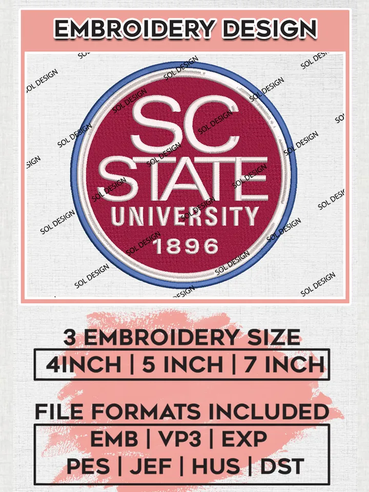 SC State Bulldogs College Football Team Logo embroidery designs, NCAA South Carolina State Bulldogs Logo Machine embroidery designs, NCAA Team Logo embroidery designs, NCAA Game Day Machine embroidery designs, Digital Download
