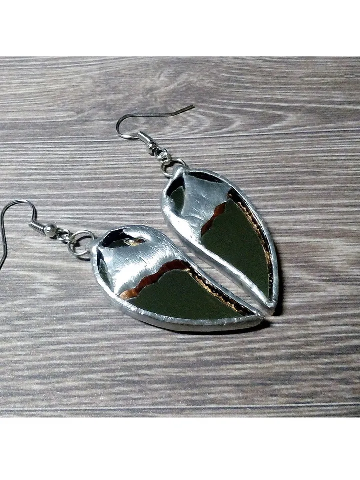 Bat wings mirror earrings, Goth witchy earrings, Tin soldered, witch earrings, Halloween, witchy earrings, Bat lover