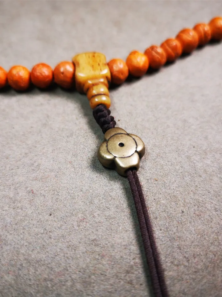 Gandhanra Handmade Tibetan Amulet Pendant,Mini Gesong Flower Bead,Marker Bead Spacer Bead for Prayer Bead,Mala Accessories,0.6" × 0.2"