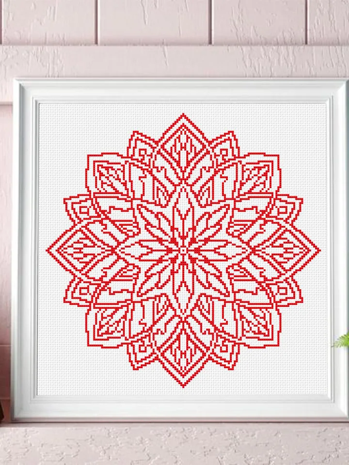 Mandala set cross stitch pattern download PDF Monochrome mandala cross stitch chart, Floral ornament hand embroidery PDF, Home decor #S14