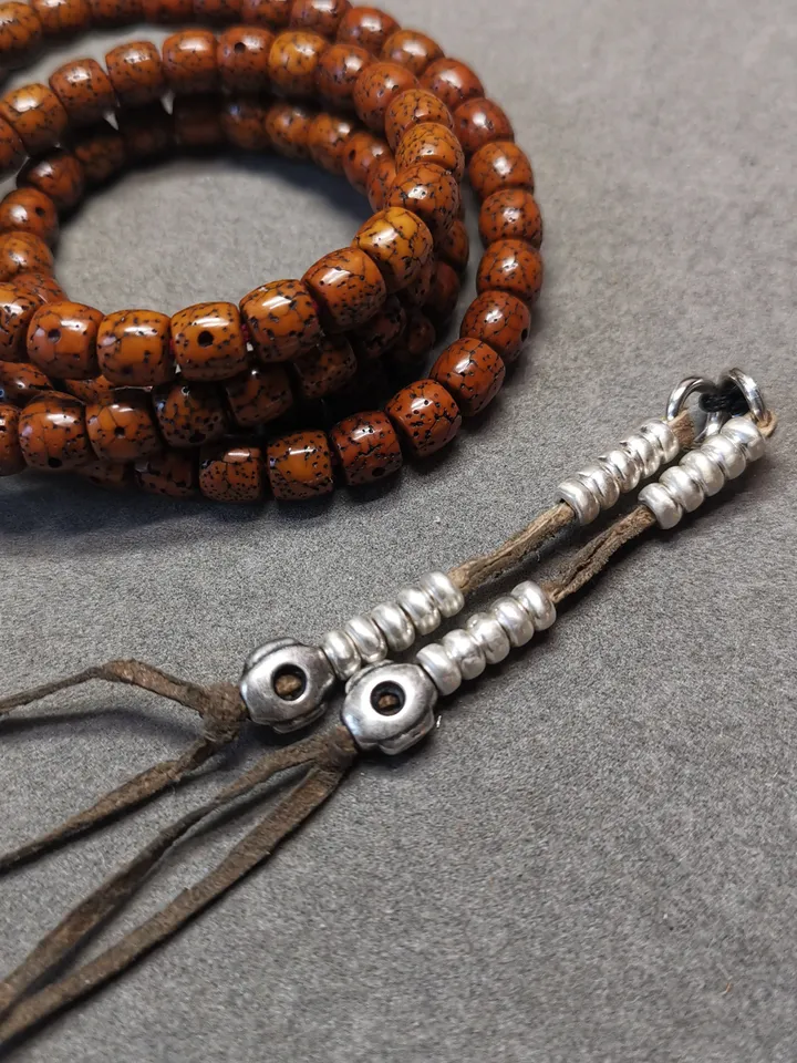 Gandhanra 5mm Silver Tibetan Buddhist Prayer Bead Counters for 6-15mm Mala,with Mantra Dot Pendant
