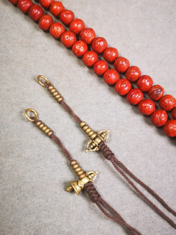 Gandhanra Handmade Tibetan Buddhist Mala Counters,Prayer Bead Counters,Carved with Dorje and Vajra, Small Size 4mm,Made of Brass