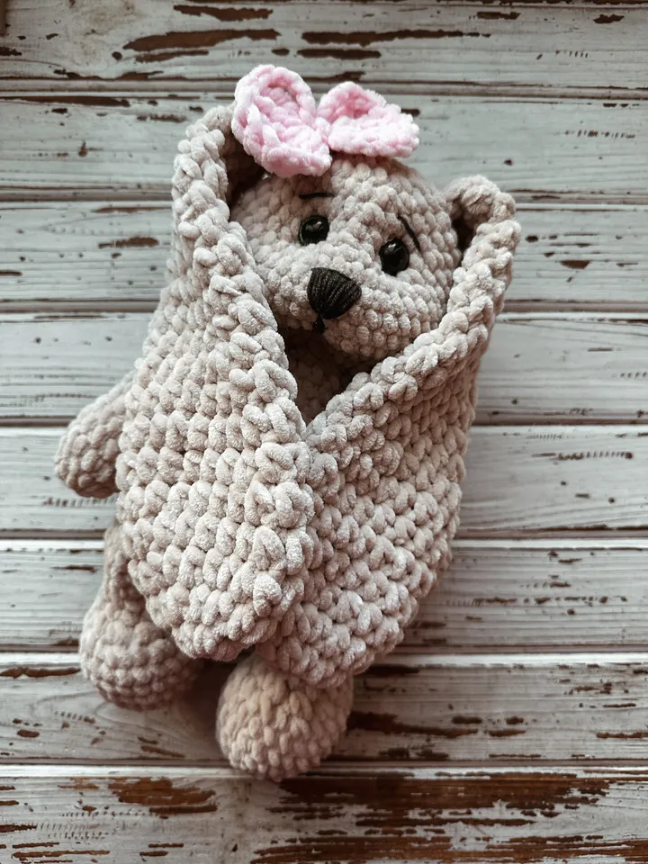 Beige soft Bunny, rabbit doll, stuffed animal, bunny with long ears, cute birthday gift