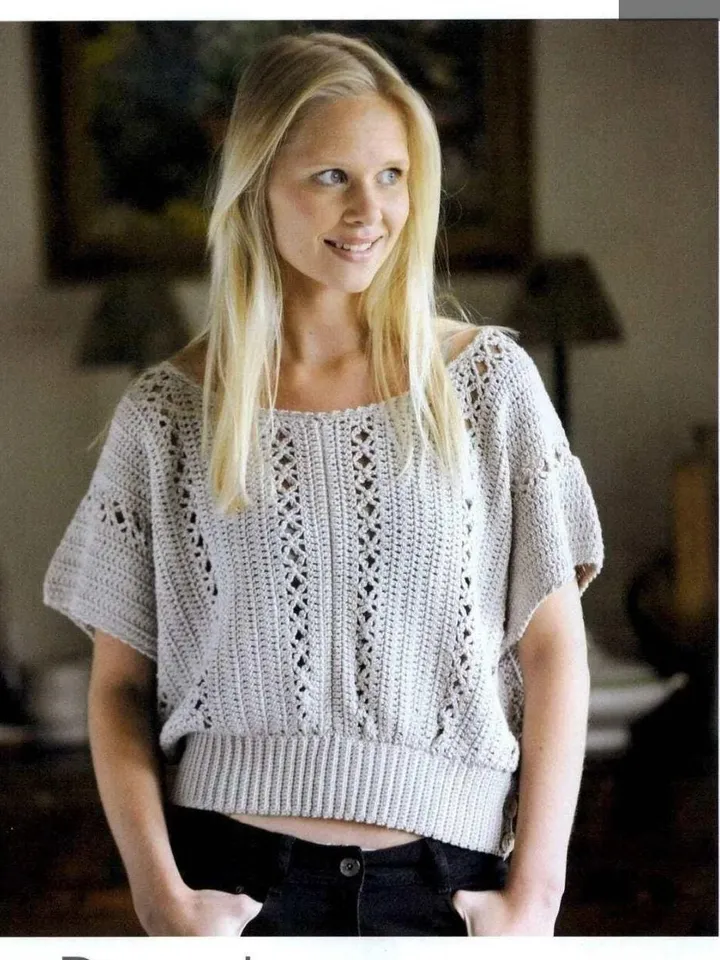 Sweater pattern, summer sweater women pattern, lace crochet pattern sweater pdf instant download