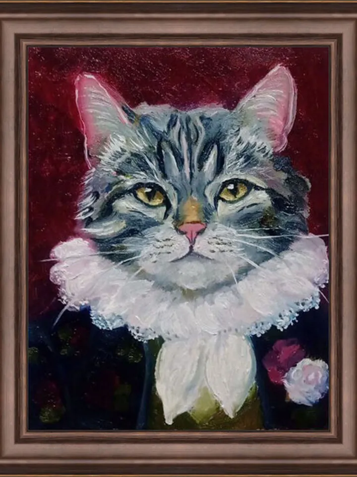 Cute Cat Painting Original Art Impasto Oil Painting Canvas Painting