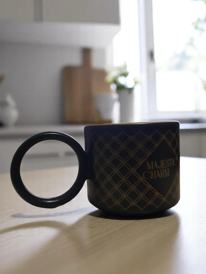 Majestic Charm Mug 200ml Black And Gold Coffee Cup Elegant Tea Mug Luxury Ceramic Drinkware Stylish Office Mug Modern Gift Idea