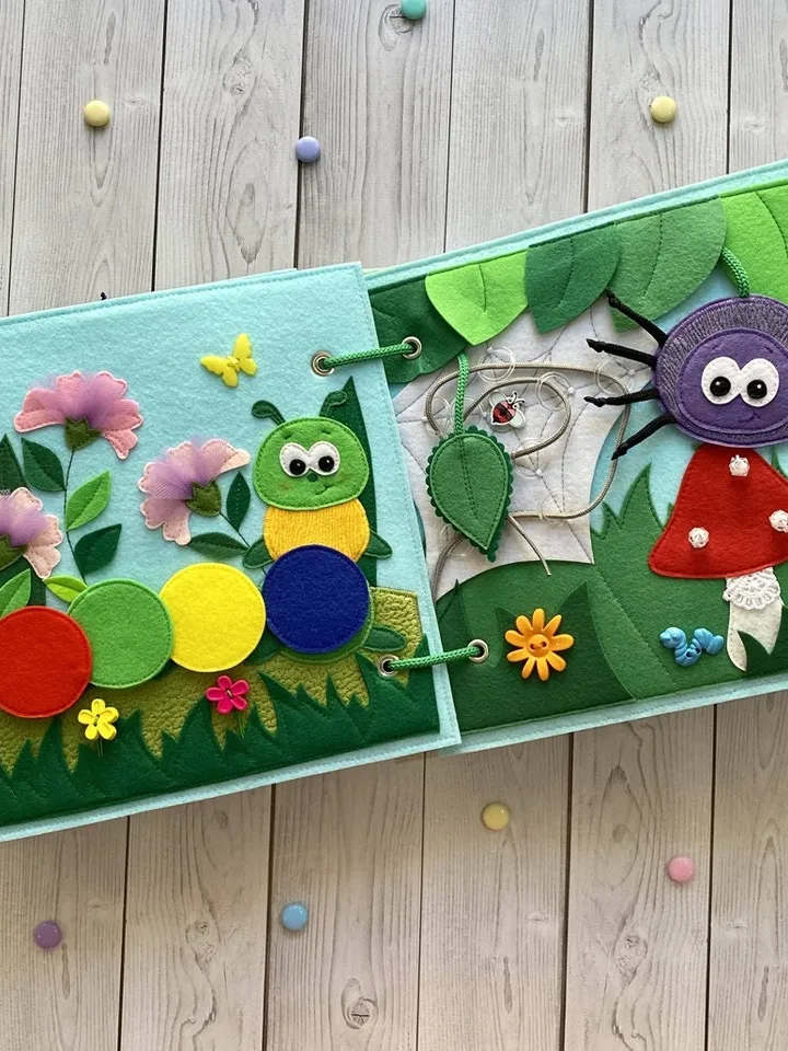 Insects Quiet book pattern PDF & Tutorial pages, Felt book pattern svg, Quiet book ideas, Sensory toys, Pdf felt sewing pattern for toddler