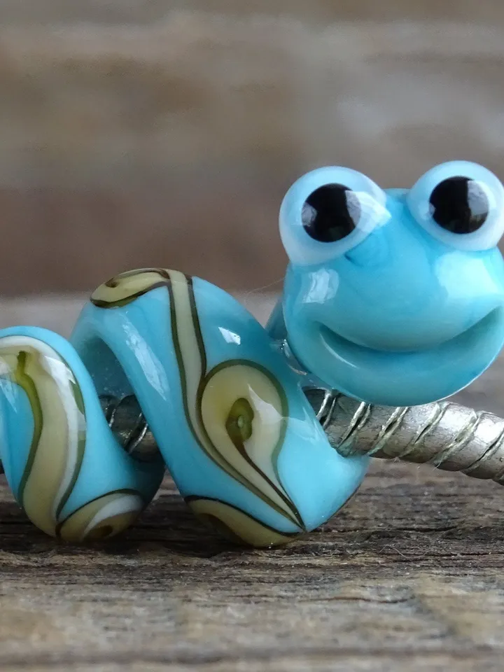 Snake beads Glass snake dread beads Large hole beads European beads European bracelet Snake Charm beads snake lampwork beads big hole bead
