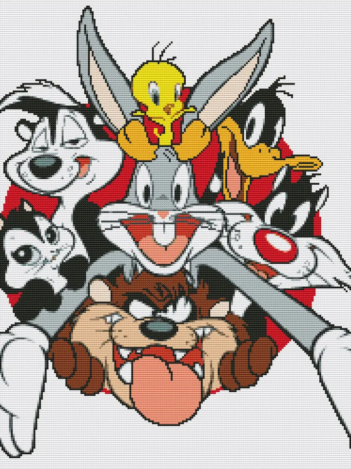 Looney Tunes PDF Cross Stitch Pattern, Cartoon Cross Stitch Chart