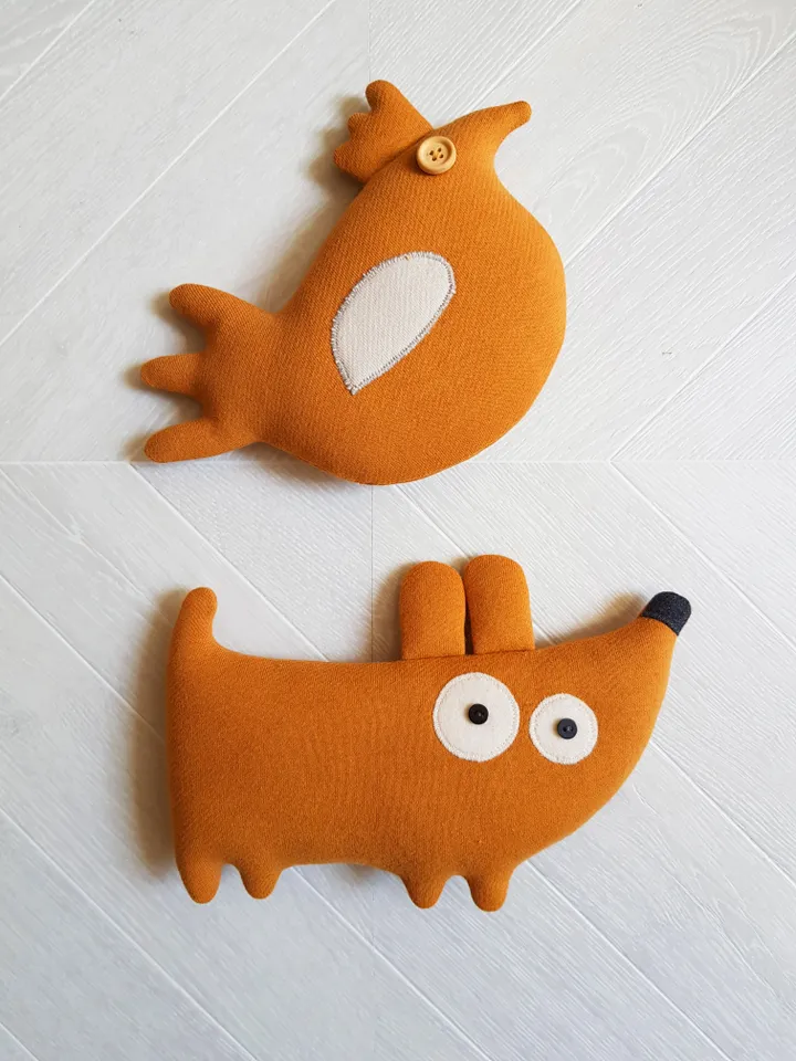 Yellow Dog Sewing pattern PDF, digital tutorial in english, stuffed animal diy