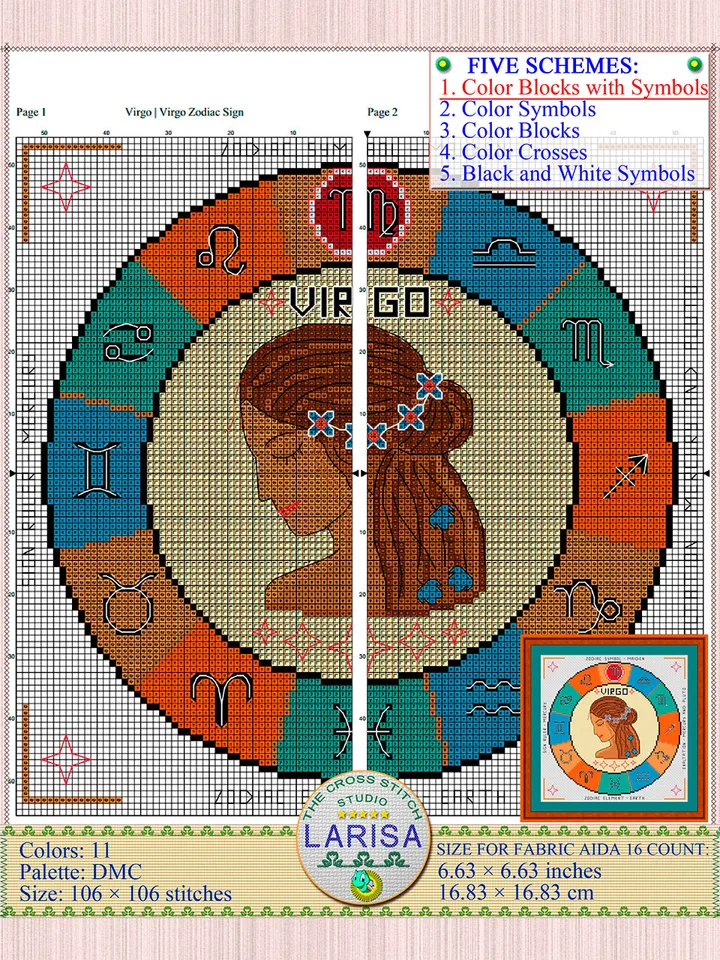 Virgo Cross Stitch Pattern | Virgo Zodiac Sign