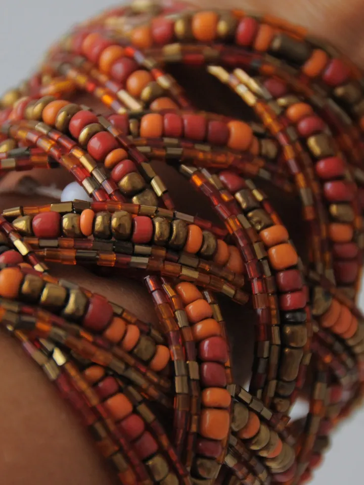 Beaded Handmade Wide Classy Elegant Bracelet | Orange Glamorous Beads Bracelet | Elegant Summer Wide Bracelet |Womans Beaded Jewerly