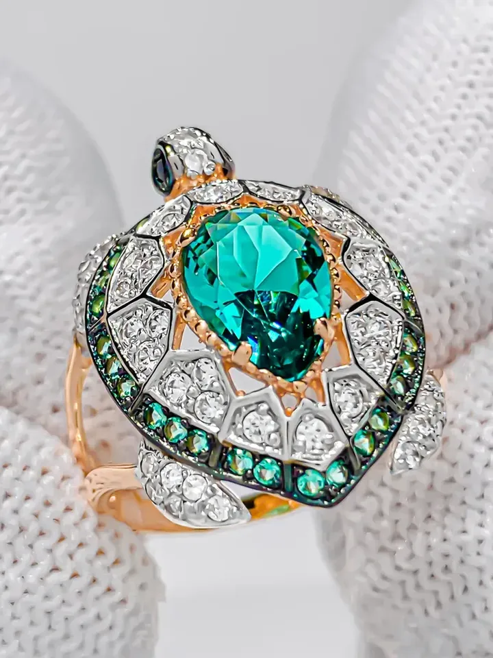 Ring Silver gold plated 925 assay value with paraiba