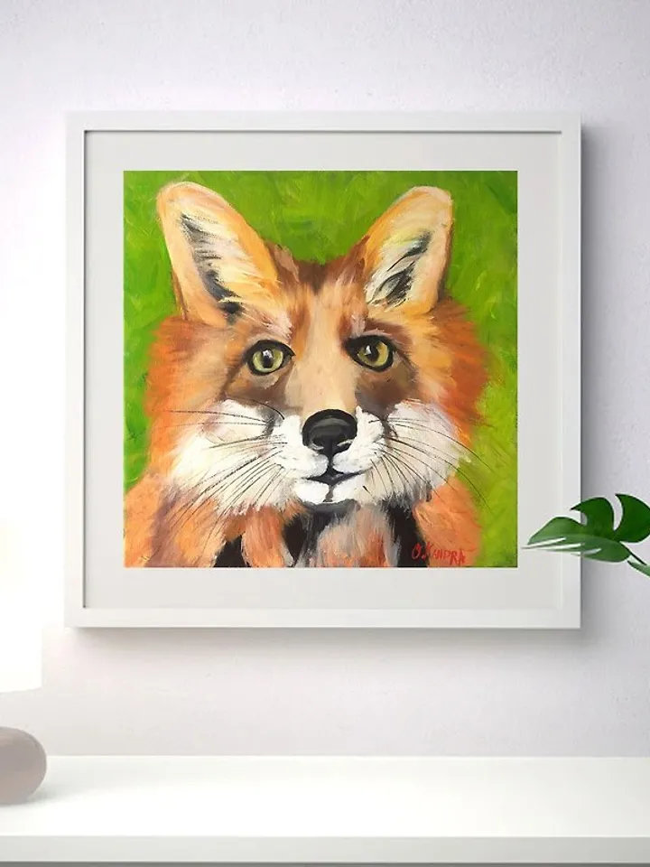 Fox Original Painting Animal Oil Art Fox Wildlife Wall Art