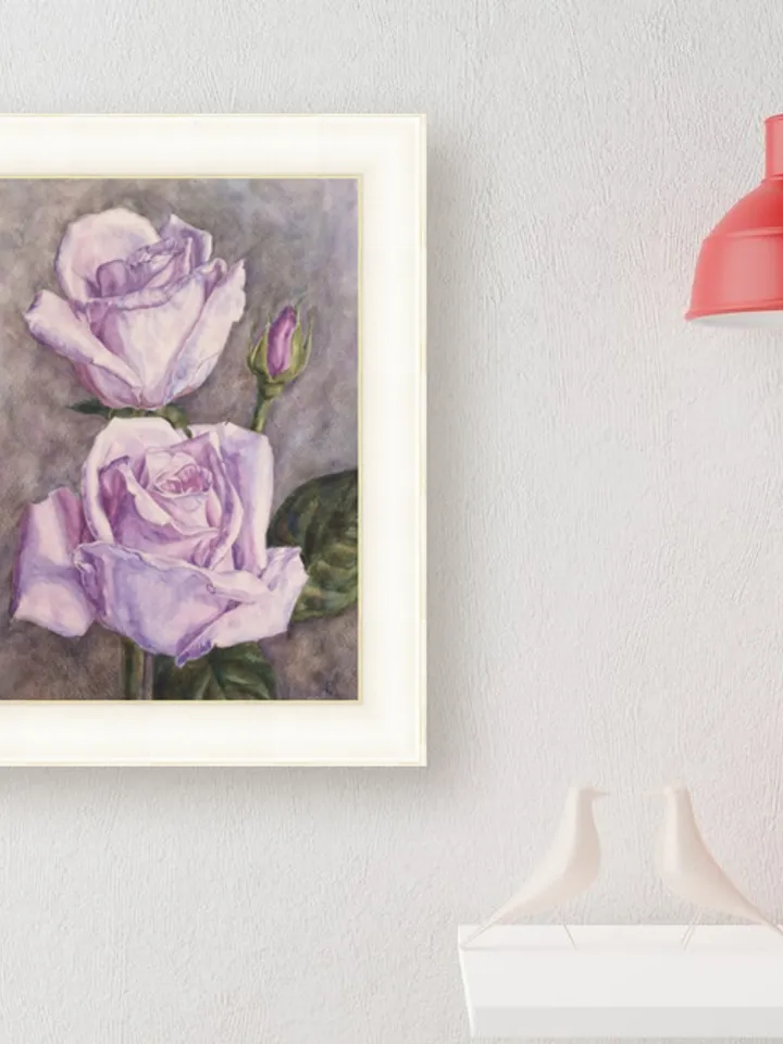 "Rose in cold tones" Flower Original Wall Art Painting Watercolor Artwork picture artwork floral