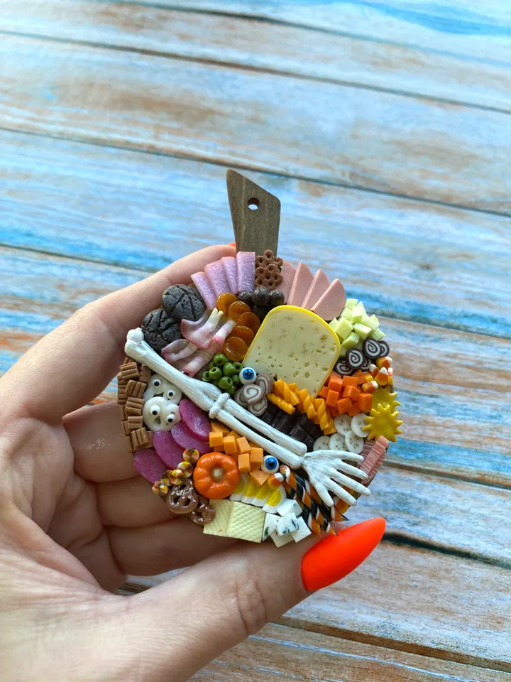 Magnet Miniature Halloween Charcuterie Board with Polymer clay Souvenir