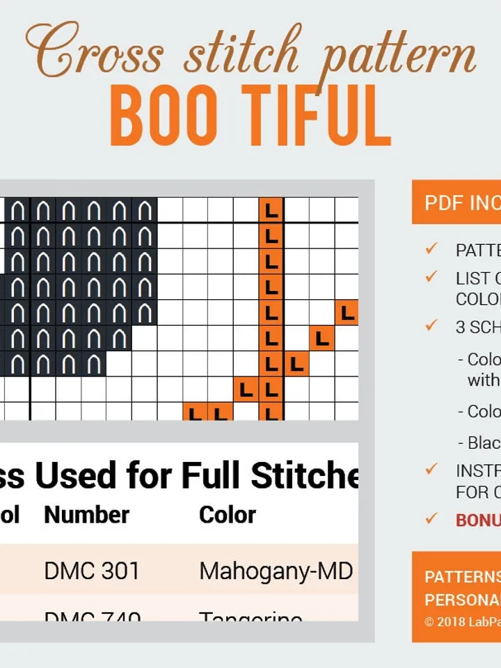 Funny Ghost Halloween BOO Cross stitch pattern | Embroidery Pattern | Instant Download | Cross Stitch Patterns | Embroidery Designs
