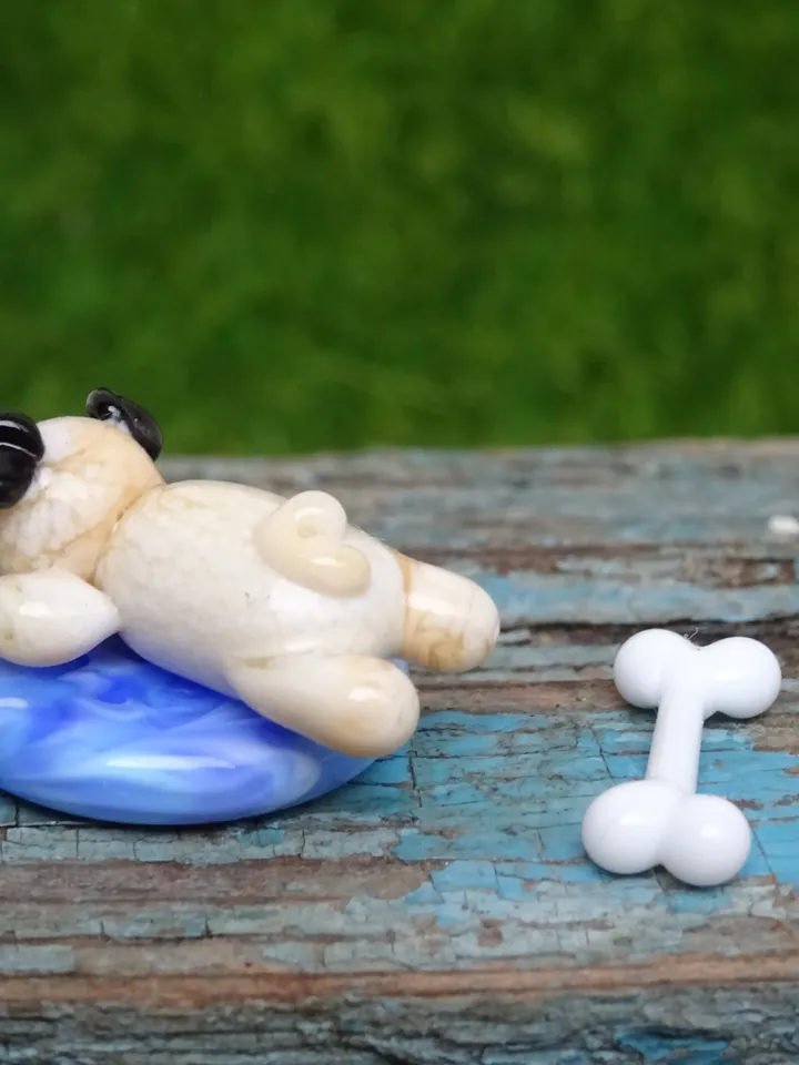 PUG GIFT Pug figurine Dog ornament Dog art Glass Dog decor Glass Pug art Pug statue Miniature animals Tiny glass animals Mother day gift