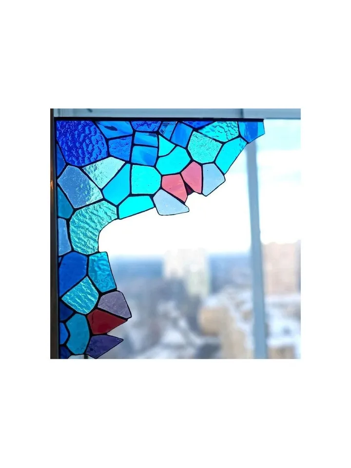 Kaleidoscope, Tiffany-style Window Corner, Stained Glass Corner, Stained Glass Window Corner, Stained Glass Window Accents, Stained Glass Window Decoration