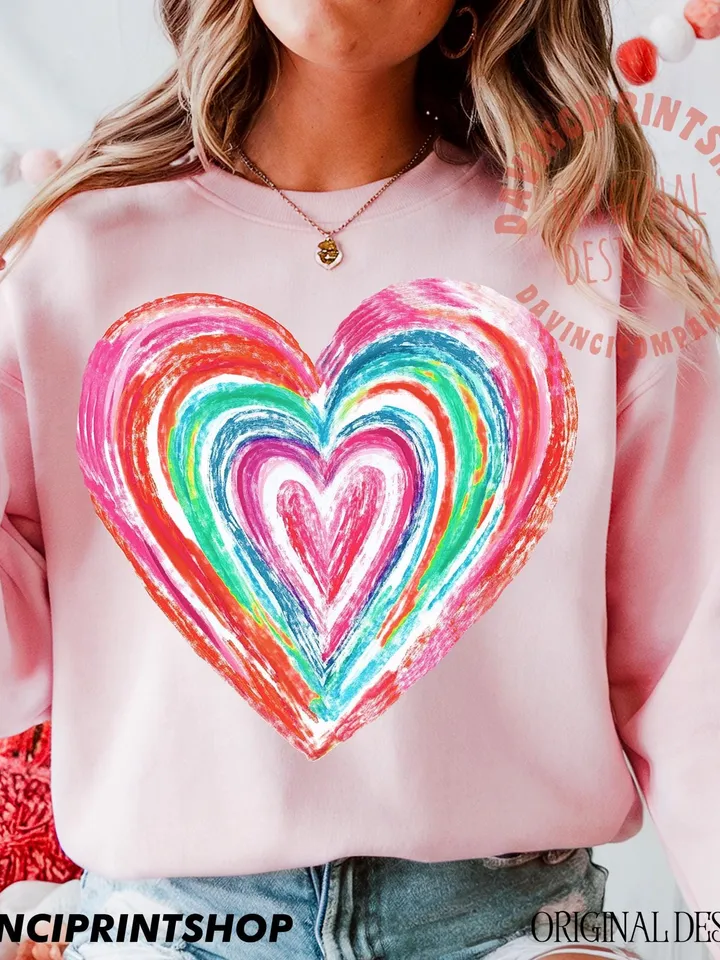 Valentines Day png Sublimation, Valentines heart printable, colorful rainbow heart digital, Valentines love clipart, Happy Valentines day