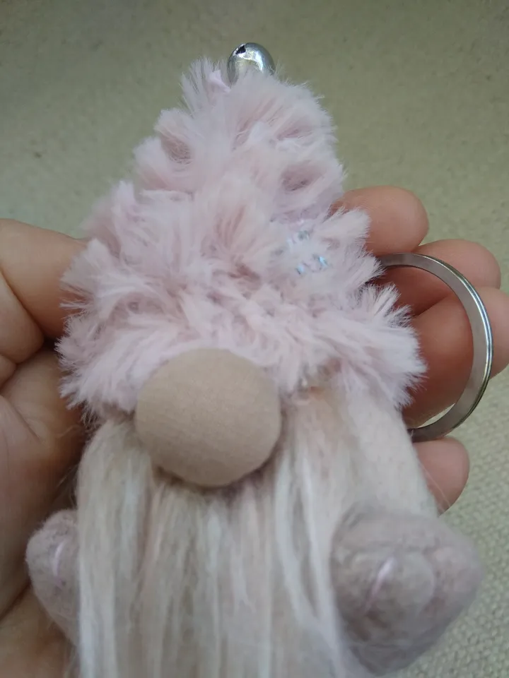 Pink flaffi gnome keyring