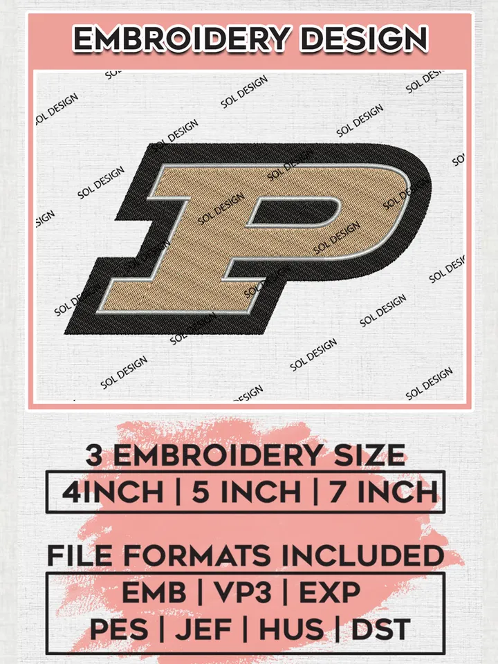 Purdue Boilermakers Logo Machine Embroidery Design, NCAA Purdue Boilermakers Embroidery Design Design files, NCAA Embroidery Designs, NCAA Machine Embroidery Designs, Digital Download
