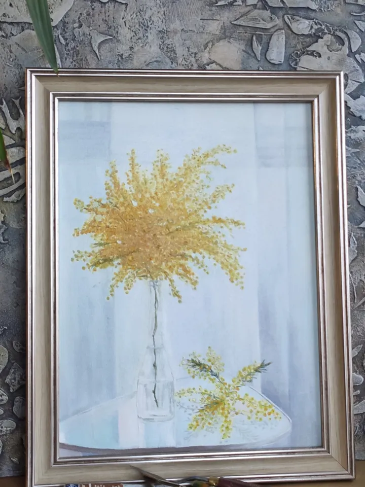 mimosa in the morning light oil painting realism