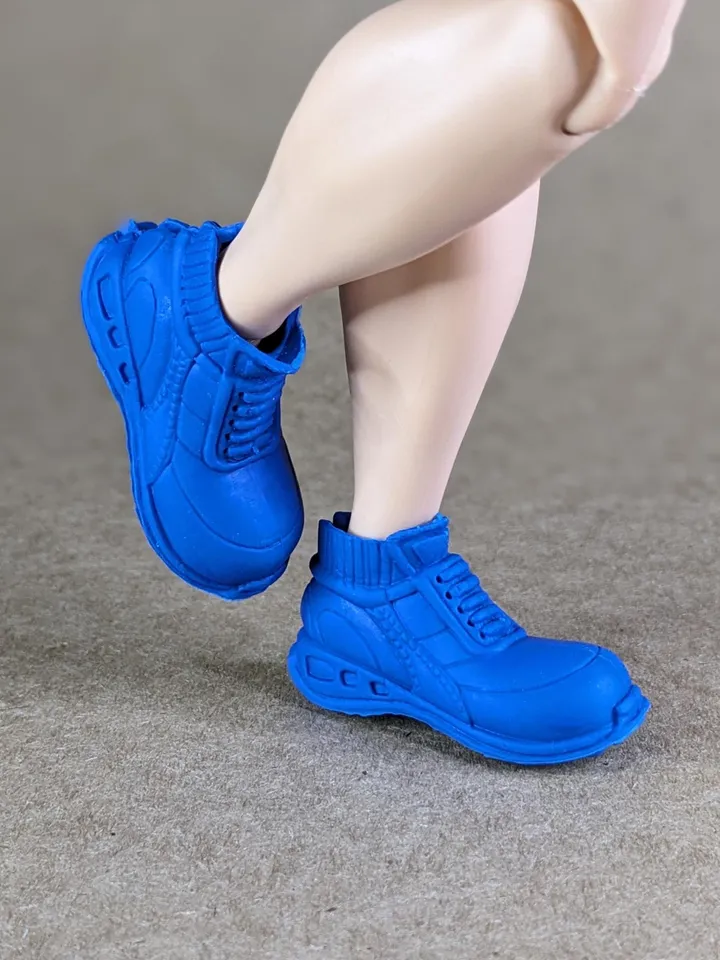 Blue lace-up boots for wide feet for 1/6 scale male dolls