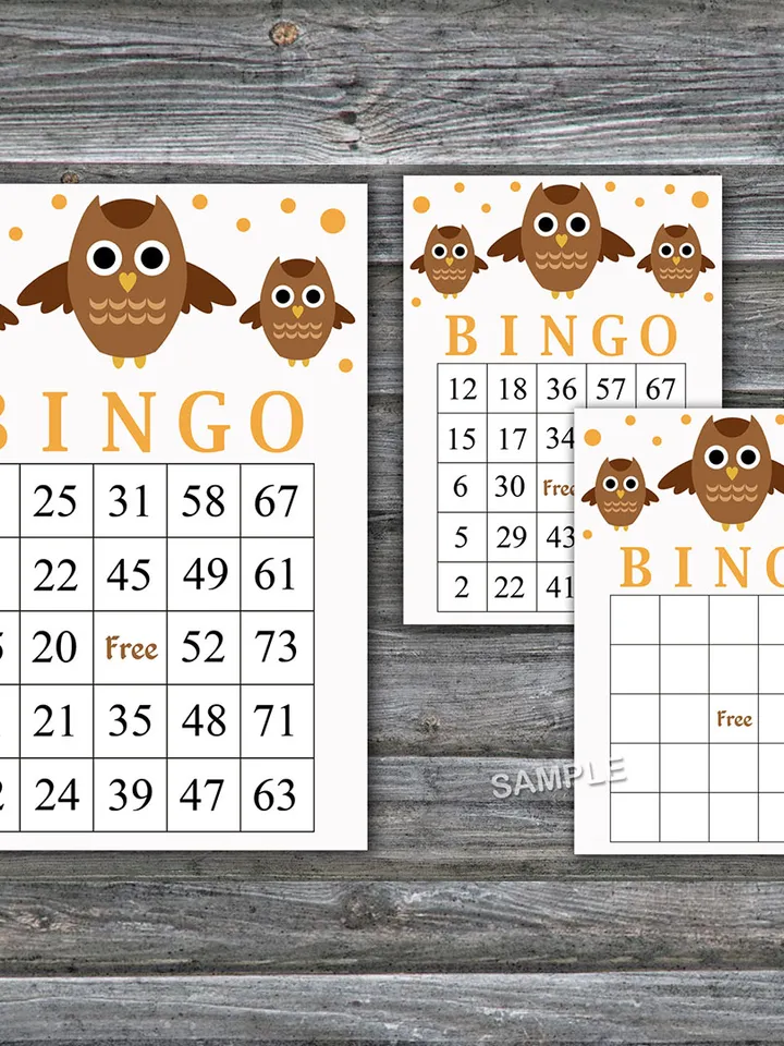 Owl themed bingo cards,Owl bingo game,Owl Printable bingo cards,60 Bingo Cards,INSTANT DOWNLOAD--357
