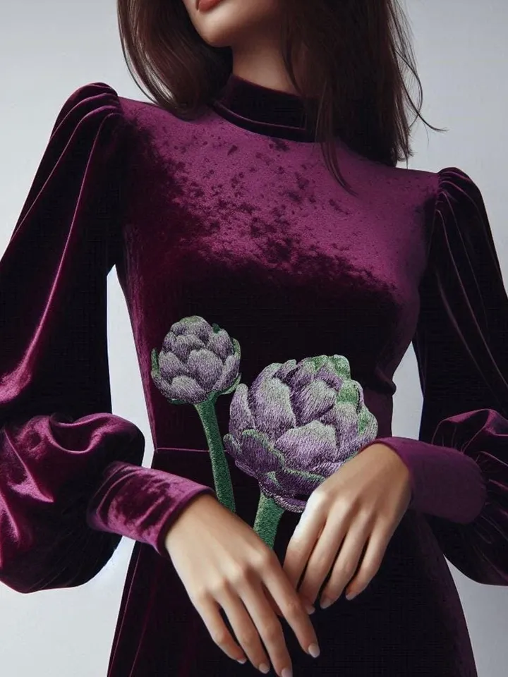 Set of designs using artistic satin stitch technique “Artichoke” in two sizes