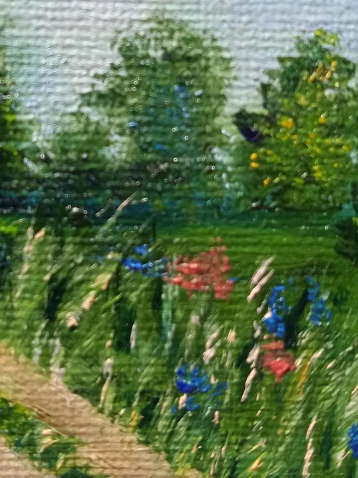 Landscape with Forest Road Miniature Original Oil Painting Dollhouse Painting